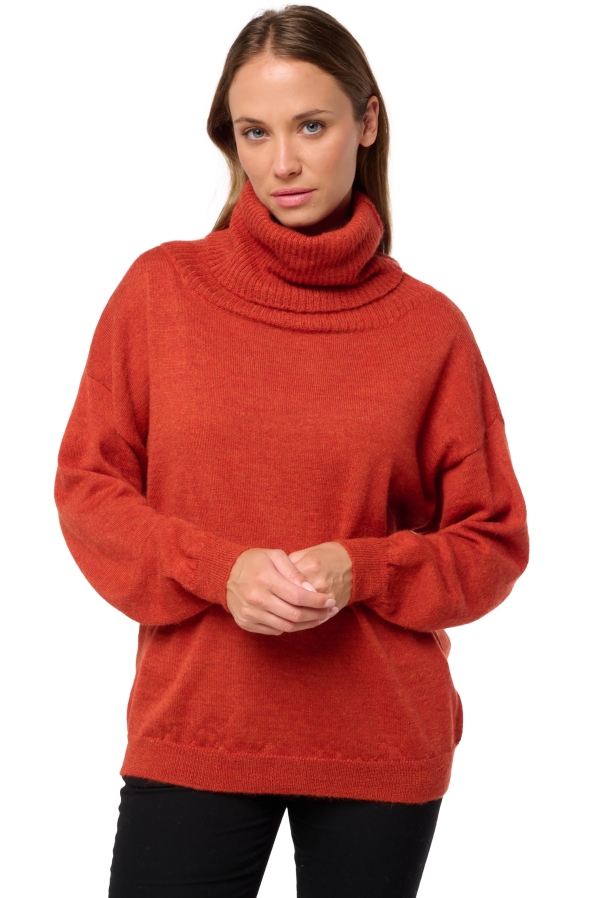 Baby Alpaca dames kasjmier pullover met kol tanis pumpkin 2xl